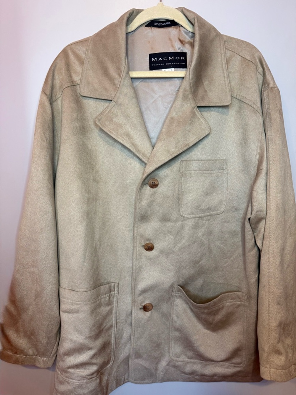 MEN'S MACMOR PRIVATE COLLECTION CAMEL POLY SUEDE JACKET SIZE XL